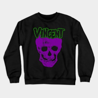 Vincent Skull Death Punk Horror Rock (Purple / Green) Crewneck Sweatshirt